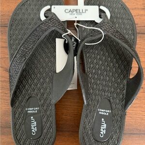 Capelli of New York Women's Textured Black Sandals